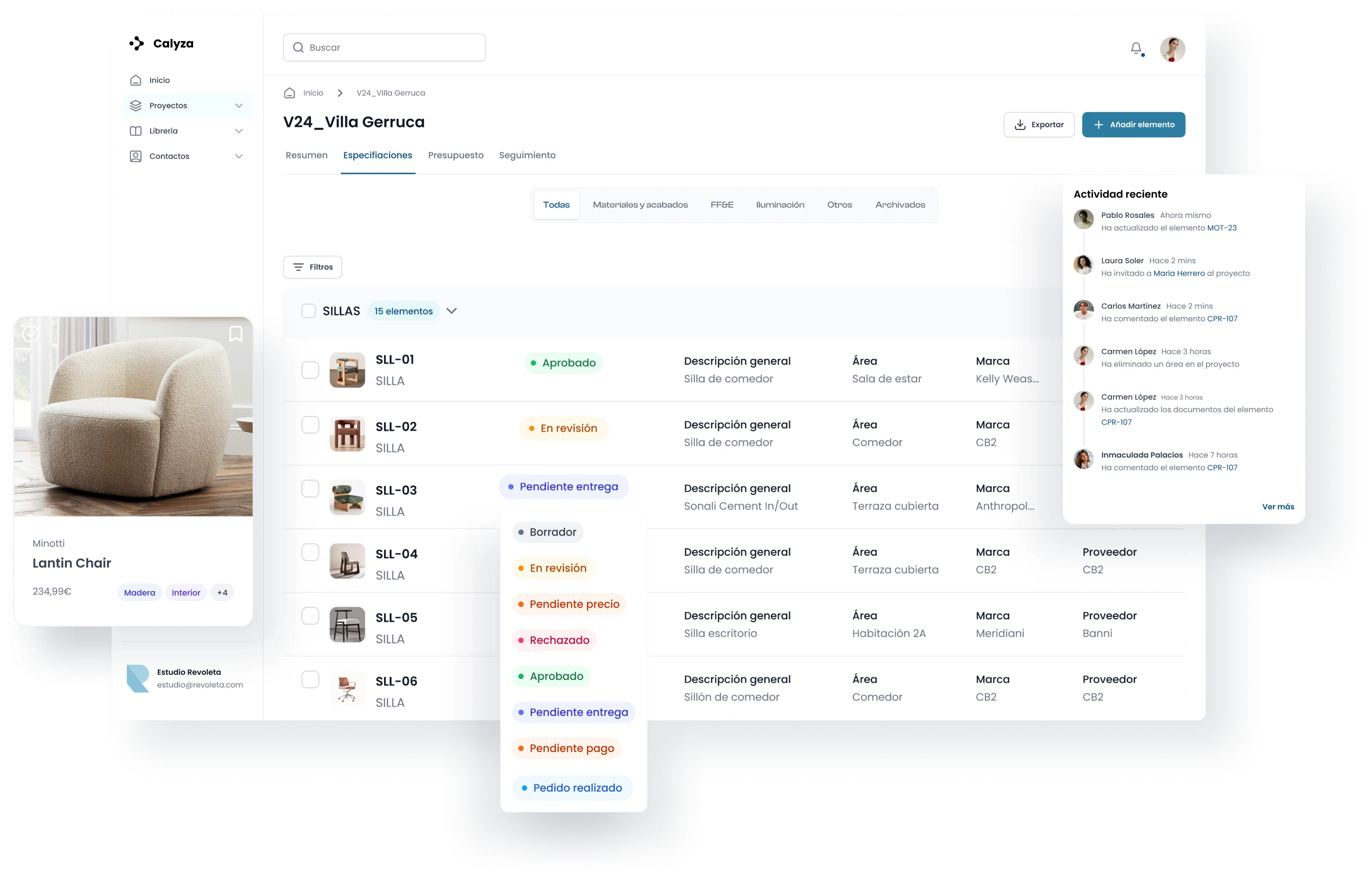 Proyectos de estudio en calyza