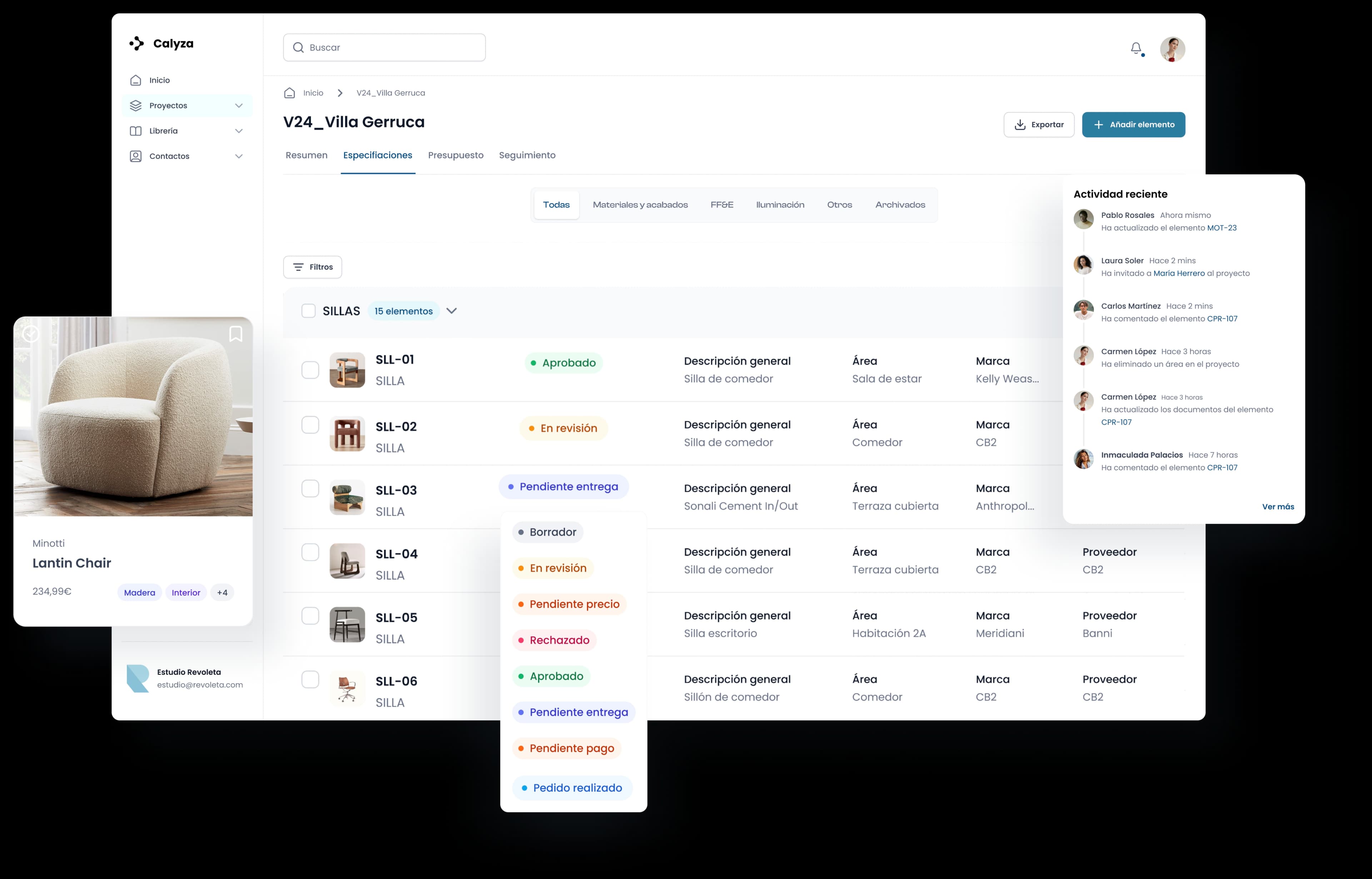 Proyectos de estudio en calyza